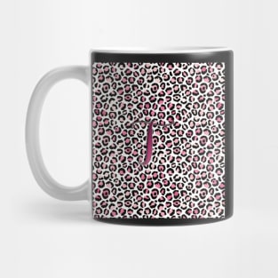 Letter T Monogram & Pink Leopard Print Mug